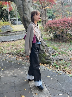 「MOUSSY（マウジー）のアイテム（ブーツ）」を使った、moneさん（レディース・152cm）の冬コーディネート