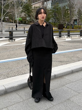 「CITYSHOP（シティーショップ）の[THE MOOD]パイルスキッパーTシャツ（Tシャツ/カットソー、グレー系）」を使った、moneさん（レディース・152cm）の春コーディネート