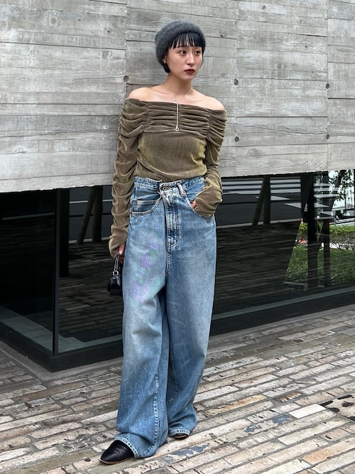 Flocky Tulle Gathered Top（Tシャツ/カットソー）｜SORIN