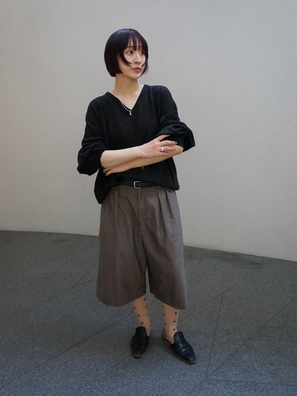<6(ROKU)>ギャバジン リブ ショートパンツ 6(ROKU)＞ギャバジン リブ ショートパンツを使った人気ファッション