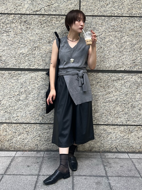 BATONER 黒 ニットベスト ノースリーブ　アダムエロペ リブノースリーブニット｜アダムエロペの通販｜&mall（アンド