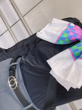 「no brand（ノーブランド）のアイテム（ストール/ショール）」を使った、大福丸さん（レディース・159cm）の春コーディネート