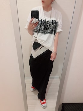 「アイテム（その他パンツ、レッド系）」を使った、chii3☆さん（レディース・160cm）の夏コーディネート
