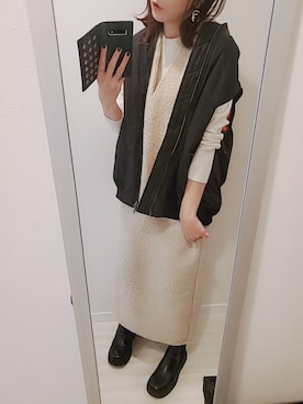 「ボア」｜「アイテム（MA-1）」を使った、chii3☆さん（レディース・160cm）の秋コーディネート