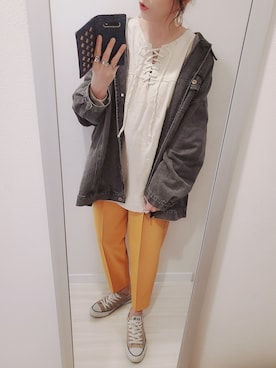 「Libra Cue（リブラ キュー）のアイテム（デニムジャケット）」を使った、chii3☆さん（レディース・160cm）の春コーディネート