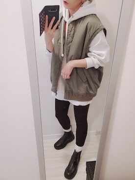 「CIAOPANIC TYPY（チャオパニックティピー）のアイテム（MA-1）」を使った、chii3☆さん（レディース・160cm）の冬コーディネート