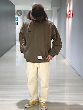 「ミリタリーコーデ」｜「アイテム（ナイロンジャケット）」を使った、Kentoさん（メンズ・169cm）の冬コーディネート