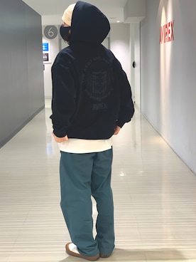 「プルオーバーパーカー」｜「アイテム（帽子）」を使った、Kentoさん（メンズ・169cm）の冬コーディネート