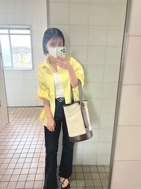 「mystic（ミスティック）のセンターステッチフレアデニム（デニムパンツ）」を使った、shihokoさん（レディース・166cm）の夏コーディネート