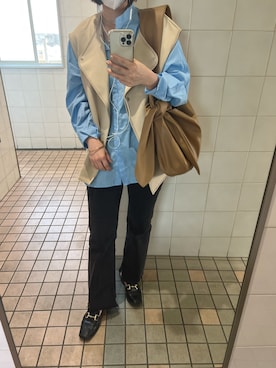 「mystic（ミスティック）のセンターステッチフレアデニム（デニムパンツ）」を使った、shihokoさん（レディース・166cm）の春コーディネート