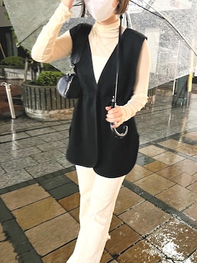 「mystic（ミスティック）のセンターステッチフレアデニム（デニムパンツ）」を使った、shihokoさん（レディース・166cm）の秋コーディネート