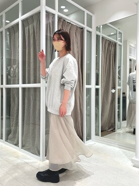 「シアーワンピース」｜「アイテム（スウェット）」を使った、shihokoさん（レディース・166cm）の秋コーディネート
