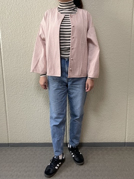 「アイテム（その他アウター、ピンク系）」を使った、munmun☺︎さん（レディース・160cm）の春コーディネート