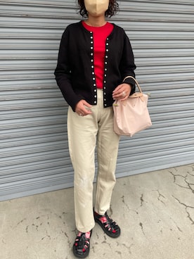 「agnes b.（アニエスベー）のM001 CARDIGAN カーディガンプレッション（カーディガン/ボレロ）」を使った、munmun☺︎さん（レディース・160cm）の春コーディネート