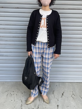 「agnes b.（アニエスベー）のM001 CARDIGAN カーディガンプレッション（カーディガン/ボレロ）」を使った、munmun☺︎さん（レディース・160cm）の春コーディネート