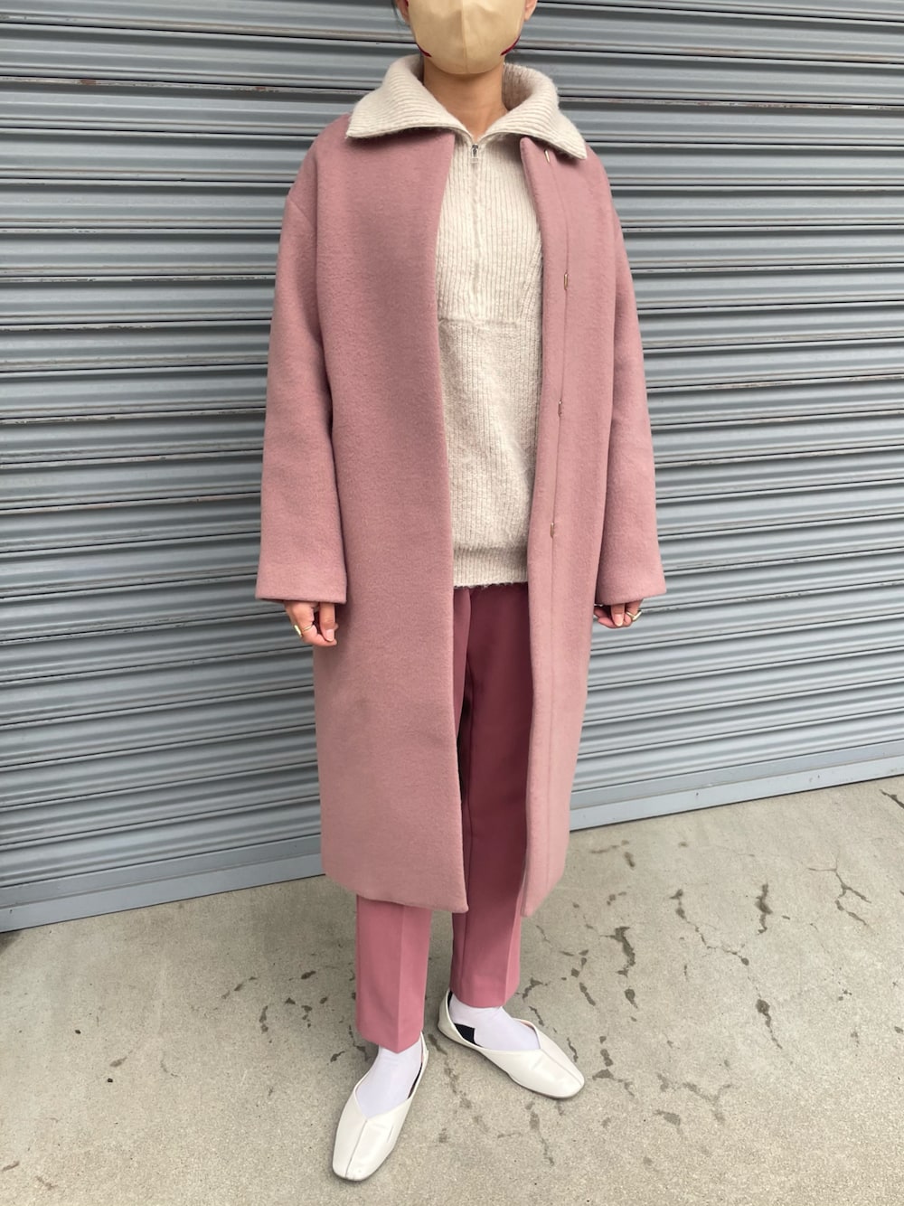 イエナ　ラムウールノーカラーコート　ピンク36 IENA（イエナ）の「ラムウールノーカラーコート◇（ノーカラー