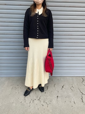 「agnes b.（アニエスベー）のM001 CARDIGAN カーディガンプレッション（カーディガン/ボレロ）」を使った、munmun☺︎さん（レディース・160cm）の秋コーディネート