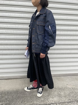 「キャミワンピ」｜「アイテム（デニムジャケット）」を使った、munmun☺︎さん（レディース・160cm）の春コーディネート