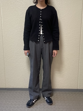 「agnes b.（アニエスベー）のM001 CARDIGAN カーディガンプレッション（カーディガン/ボレロ）」を使った、munmun☺︎さん（レディース・160cm）の秋コーディネート