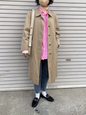 「BURBERRY（バーバリー）のアイテム（ステンカラーコート）」を使った、munmun☺︎さん（レディース・160cm）の春コーディネート