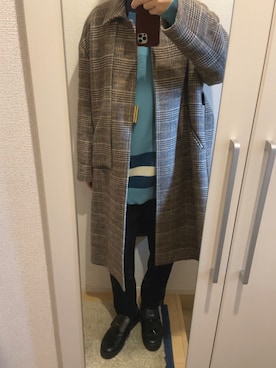 「CULLNI（クルニ）のアイテム（ステンカラーコート）」を使った、よねたむさん（メンズ・172cm）の冬コーディネート
