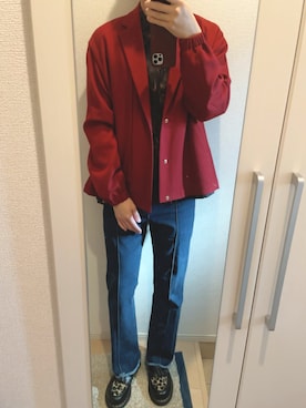 「CULLNI（クルニ）のアイテム（テーラードジャケット）」を使った、よねたむさん（メンズ・172cm）の秋コーディネート