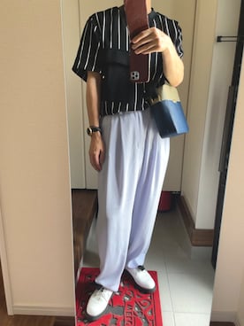 「CULLNI（クルニ）のアイテム（パンツ）」を使った、よねたむさん（メンズ・172cm）の夏コーディネート