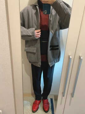 「SHINYAKOZUKA（シンヤコヅカ）のアイテム（ブルゾン）」を使った、よねたむさん（メンズ・172cm）の冬コーディネート