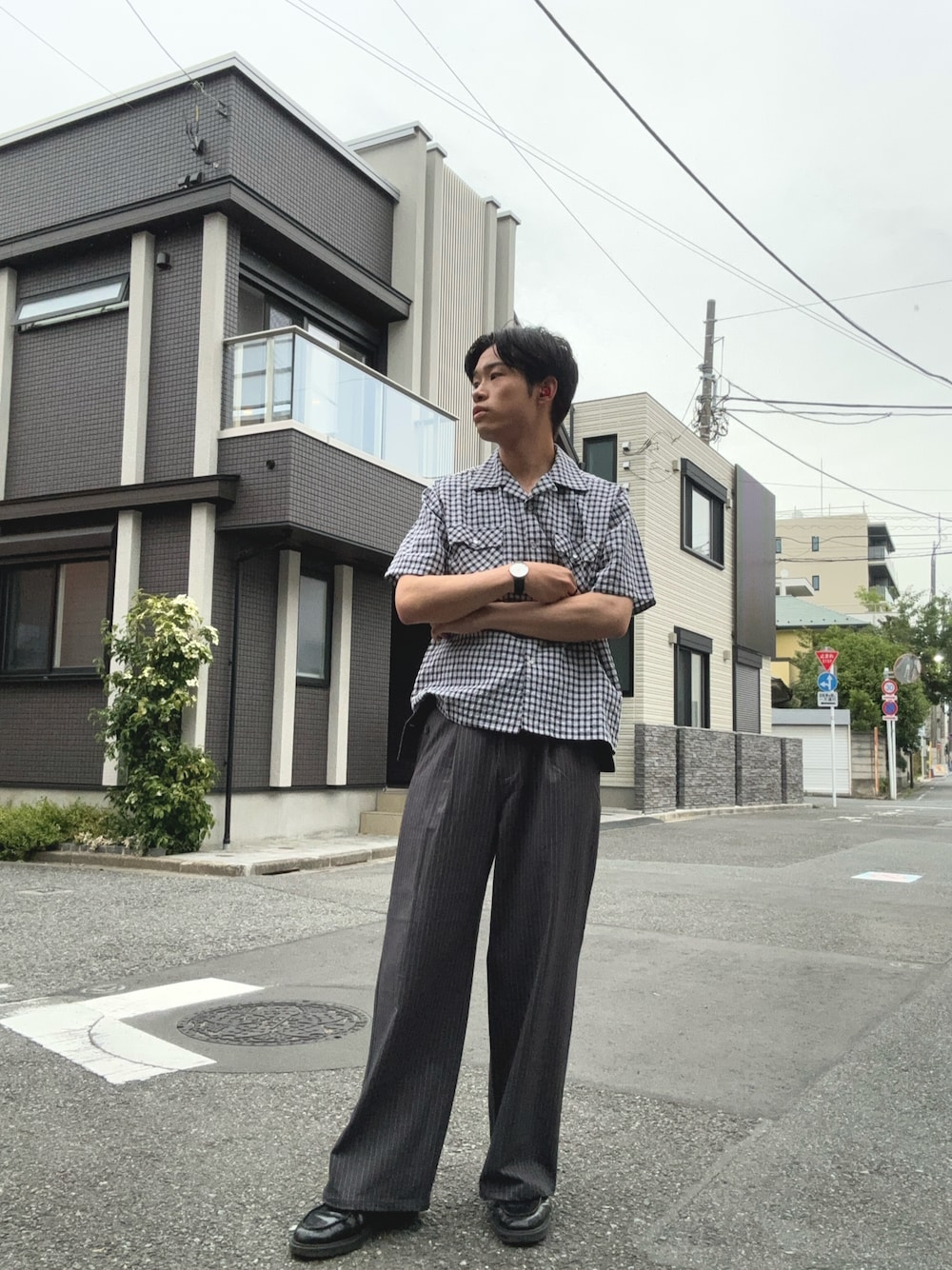 SeekSole ダークグレー ストライプ スラックス スラックス seeksole SeekSole ダークグレー ストライプ スラックス