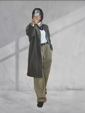 「GLOBAL WORK（グローバルワーク）のシルクタッチスカーフ/491947（ストール/ショール、ブルー系）」を使った、r_coさん（レディース・159cm）の春コーディネート