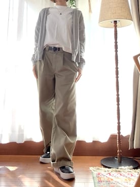 「UNIQLO（ユニクロ）のアイテム（カーディガン/ボレロ、グレー系）」を使った、r_coさん（レディース・159cm）の春コーディネート