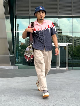 「アイテム（チノパンツ）」を使った、wutayuさん（メンズ・167cm）の夏コーディネート