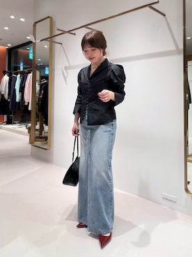 「アイテム（デニムスカート）」を使った、Ibaragi Hazukiさん（レディース・149cm）の秋コーディネート
