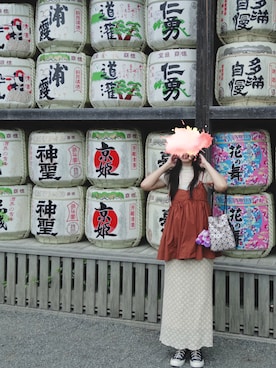 「アイテム（ドラムバッグ）」を使った、Lin.Fさん（レディース・168cm）の秋コーディネート