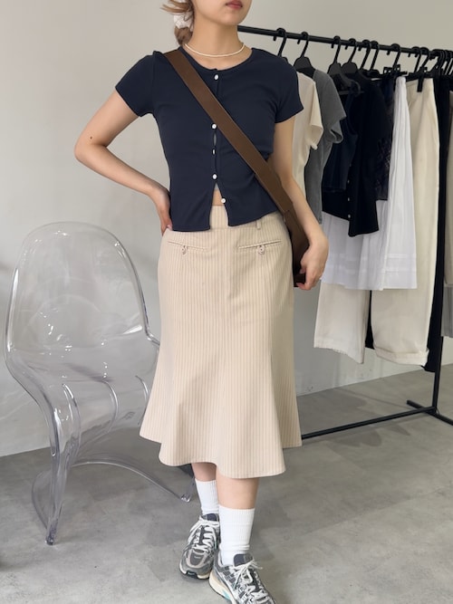 セール】midi pocket stripe skirt / ミディポケットストライプ