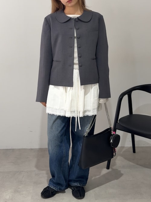 【regleam】CURVE WIDE DENIM グレー ワイドパンツ　xs ボトムスの通販｜regleam