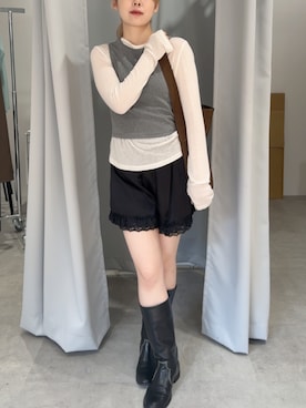 「アイテム（タンクトップ）」を使った、さきさん（レディース・160cm）の夏コーディネート