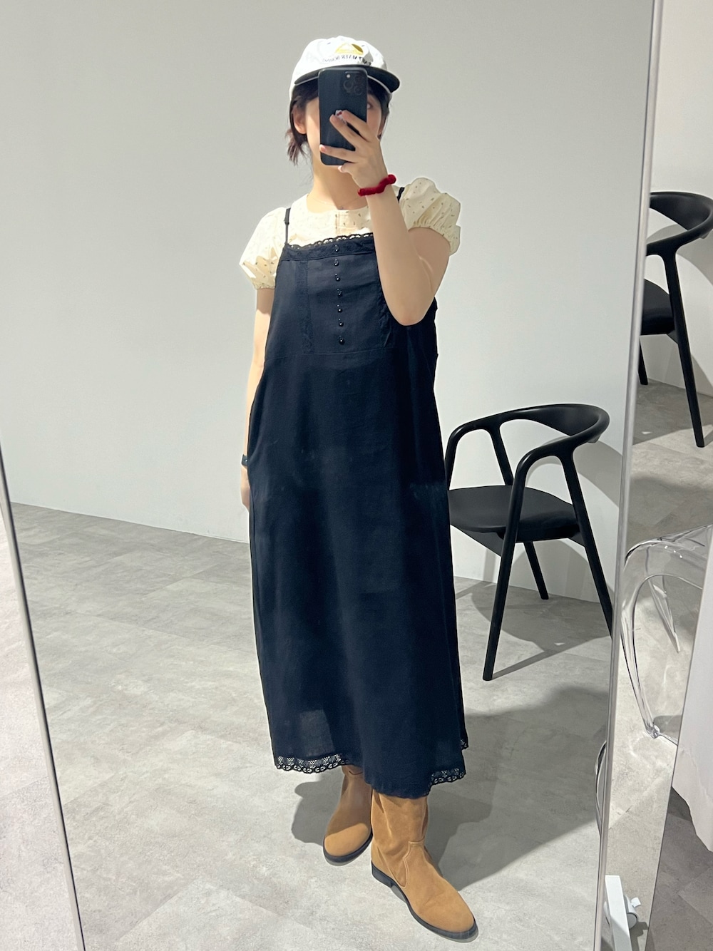 「夏コーデ」｜「GIUNONのlong camisole dress / ロングキャミソールドレス（ワンピース、ブラック系）」を使った、さきさん（骨格ストレート・レディース・160cm）の夏コーディネートの1枚目の写真