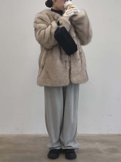 GIUNON ノーカラーコート コート collarless smooth fur coat / カラー