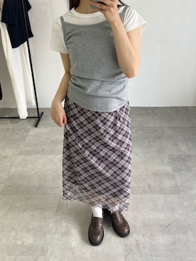 「アイテム（ローファー）」を使った、さきさん（レディース・160cm）の夏コーディネート