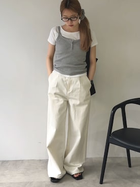 「アイテム（シュシュ、グレー系）」を使った、さきさん（レディース・160cm）の夏コーディネート