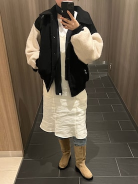 「アイテム（ストール/ショール）」を使った、さきさん（レディース・160cm）の冬コーディネート