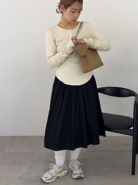 「アイテム（シュシュ）」を使った、さきさん（レディース・160cm）の秋コーディネート