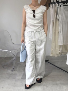 「アイテム（ハンドバッグ、ブルー系）」を使った、さきさん（レディース・160cm）の夏コーディネート