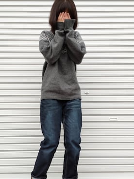 「ユニクロニット」｜めむさん（レディース・160cm）の冬コーディネート