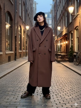 「アイテム（チェスターコート）」を使った、ケンさん（メンズ・163cm）の冬コーディネート