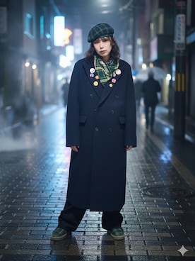 「アイテム（チェスターコート）」を使った、ケンさん（メンズ・163cm）の冬コーディネート