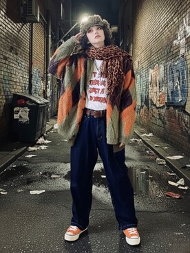 「アイテム（ストール/ショール）」を使った、ケンさん（メンズ・163cm）の冬コーディネート