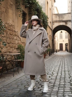 「アイテム（チェスターコート）」を使った、ケンさん（メンズ・163cm）の冬コーディネート