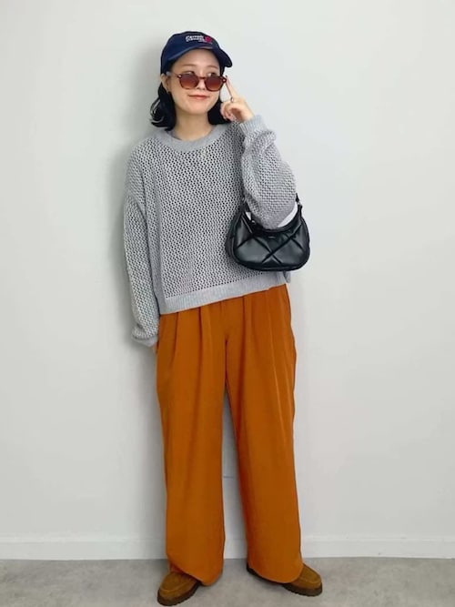 [mizuiro ind/ミズイロインド] メッシュ クルーネックニット